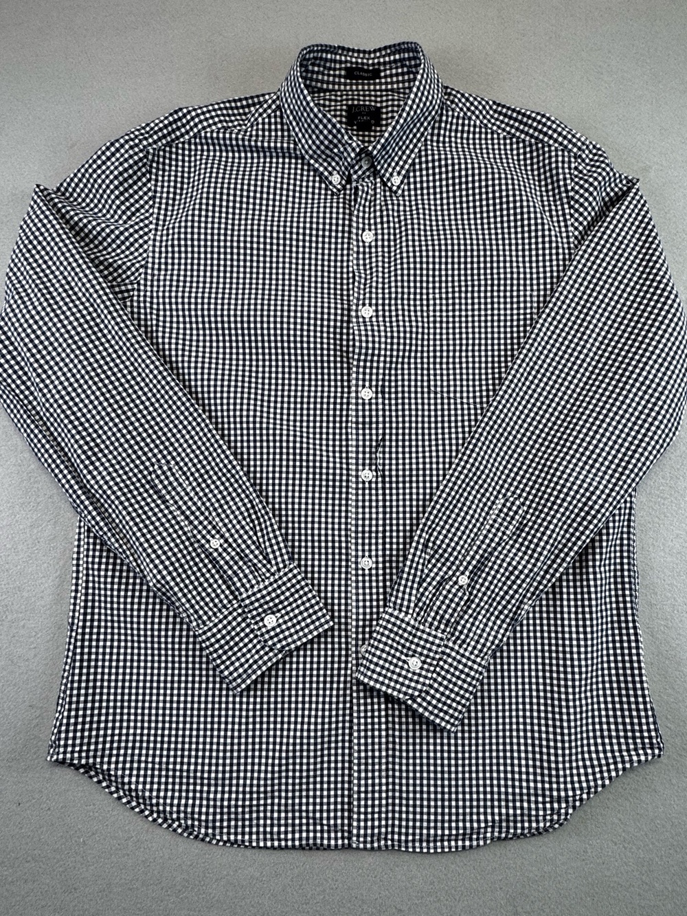 Men's J Crew Navy & White Gingham Button-Down Shirt